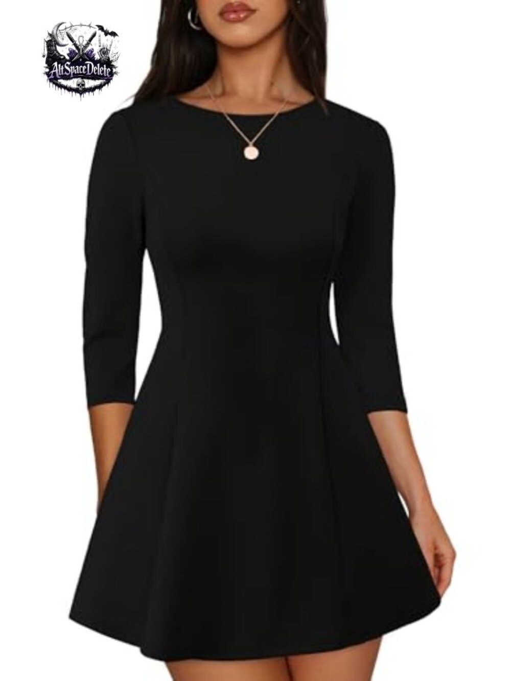 RUMIA A-Line Mini Dress Boat Neck 3/4 Sleeve Cocktail Party